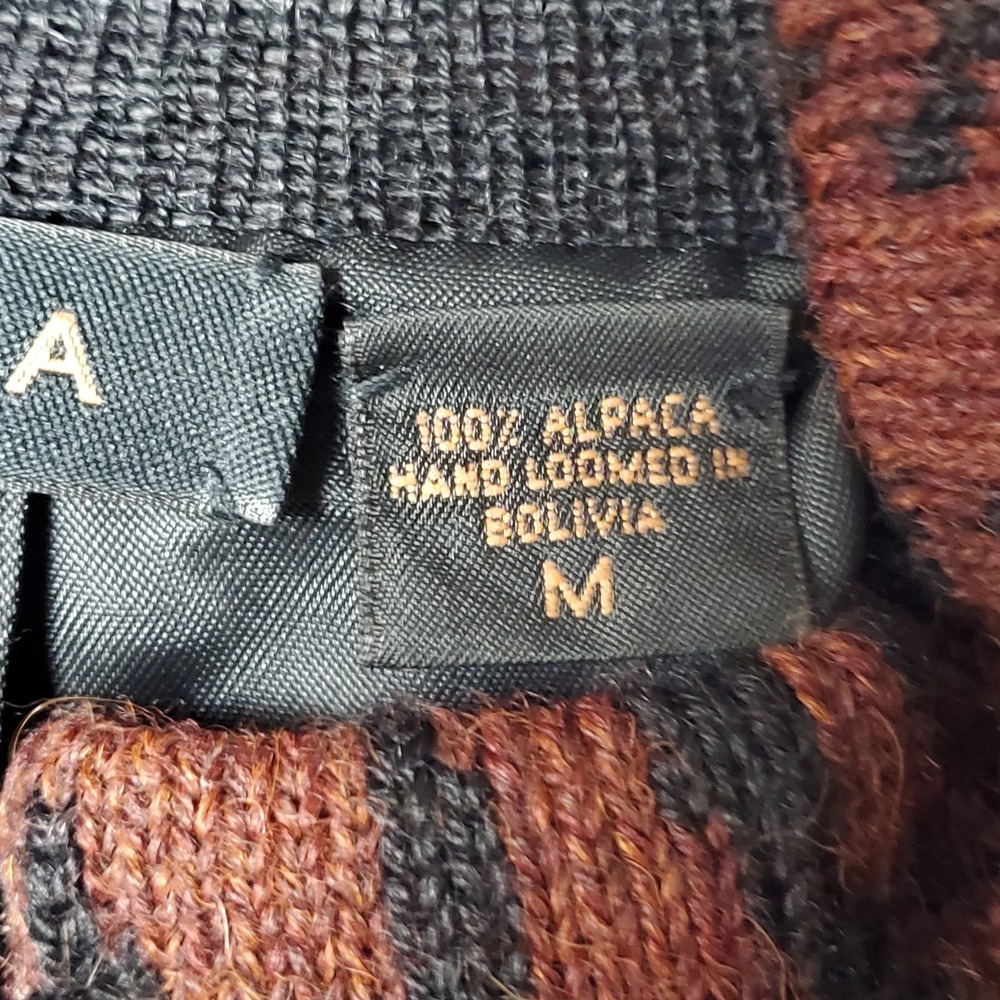 Dakota 100% Alpaca Coat Size M Hand Loomed Bollivia Long Lined Sweater Western - Picture 6 of 12